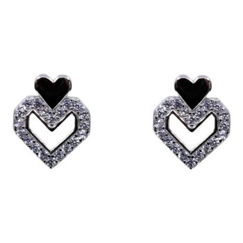 Silver Clear CZ Heart Stud Earrings (£3.80 per pair)