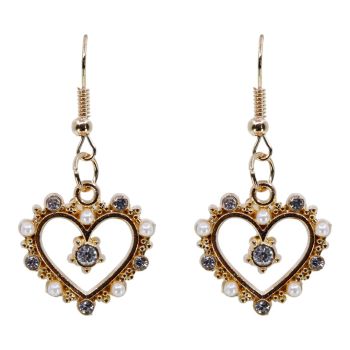 Venetti Diamante & Pearl Heart Pierced Drop Earrings (£0.40p per pair)