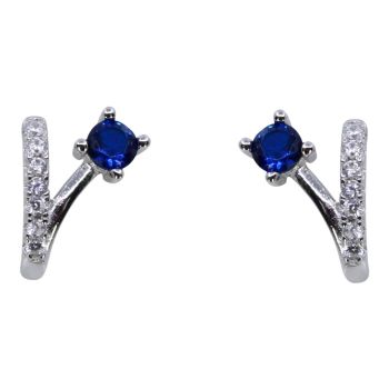 Silver Clear &amp; Sapphire CZ Stud Earrings (£2.95 per pair)
