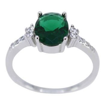 Silver Clear & Emerald CZ Ring (£4.95 Each)