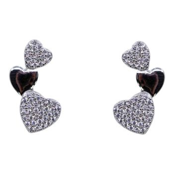 Silver Clear CZ Heart Stud Earrings (£5.40 Each)