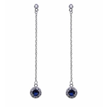 Silver Clear & Sapphire CZ Drop Earrings (£4.40 per pair)