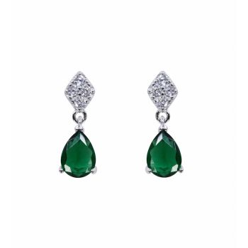 Silver Clear & Emerald CZ Drop Earrings (£5.50 per pair)