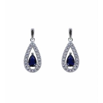 Silver Clear & Sapphire CZ Drop Earrings (£6.60 per pair)