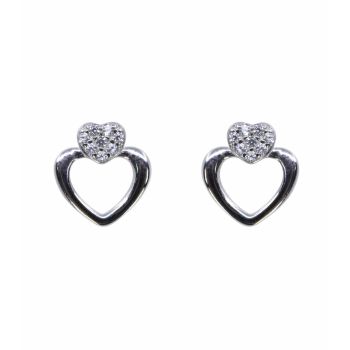 Silver Clear CZ Heart Stud Earrings (£2.95 per pair)
