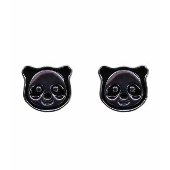 Silver Black Enamelled Panda Stud Earrings (£3.40 per pair)