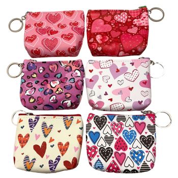 Assorted kids Coin Purse with Heart Designs - (£0.40 Each )