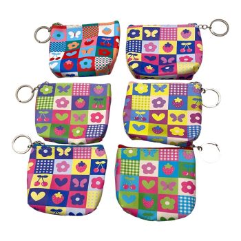 Assorted kids Patchwork Design purses On key Chain. ( £0.40 Each )