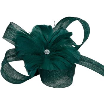 Ladies Bow Fascinator With Feather Flower And Diamante Stone On Concord Clip £3.50 Each)