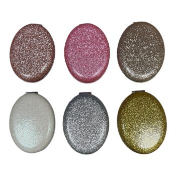 Ladies Oval Glitter  Compact mirror - (£1.25 Each)