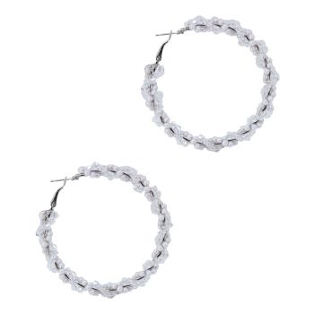 Pearl & Glass Bead 6cm Hoop Earrings (£0.80p per pair)