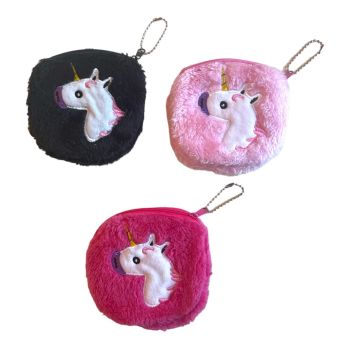 Faux Fur Kids unicorn purse With key Chain -(£0.50 Each )