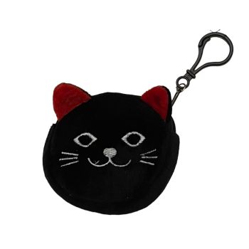 Kids Velvet Black cat Purse On Keyring -(£0.35 Each )