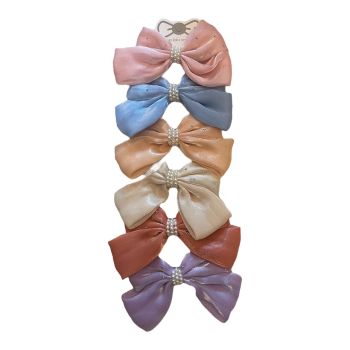 Pretty Girls/Ladies Organza Double Bow With Pearl Detail- (£0.40 Each )