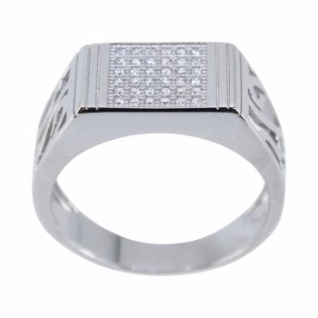 Silver Clear CZ Gents Ring (£9.95 Each)