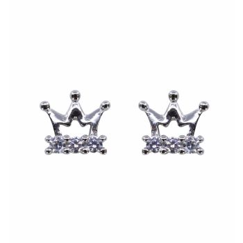 Silver Clear CZ crown Stud Earrings (£2.50 per pair)