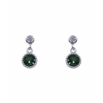 Silver Clear &amp; Emerald CZ Drop Earrings (£3.95 per pair)