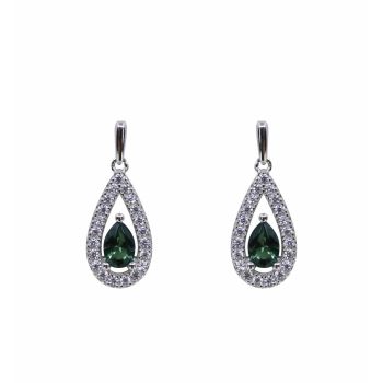 Silver Clear &amp; Emerald CZ Drop Earrings (£6.60 Each)
