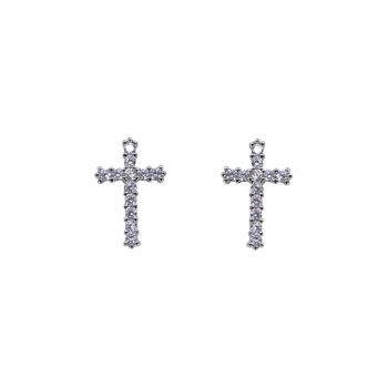 Silver Clear CZ Cross Stud Earrings (£2.90 per pair)
