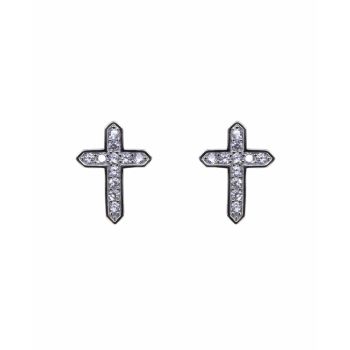 Silver Clear CZ Cross Stud Earrings (£3.70 per pair)