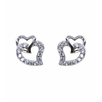 Silver Clear CZ Heart Stud Earrings (£3.30 per pair)