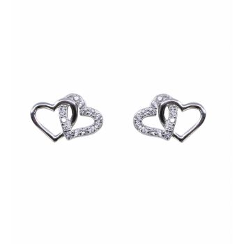 Silver Clear CZ Heart Stud Earrings (£3.30 per pair)