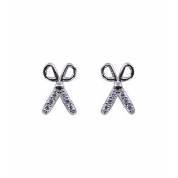 Silver Clear CZ Scissor Stud Earrings (£2.95 per pair)