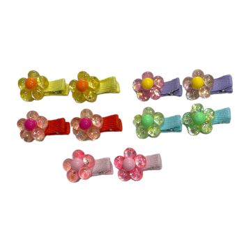 Girls Acrylic Glitter Flower On Fabric Covered Concord Clip ( £ 0.30 Each )