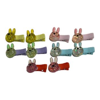 Girls Acrylic Glitter Rabbit On Fabric Covered Concord Clip ( £ 0.30 Each )