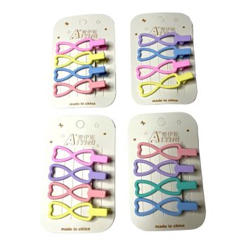 Girls Metal Summer Pastel Rubber Finish Concord Clip -(£0.45 For 3 On a Card )