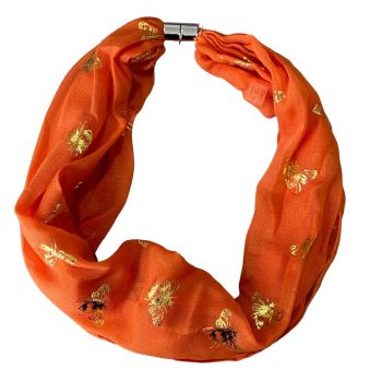 Magnetic Gold Foil Bee Print Scarf (£1.75 Each)