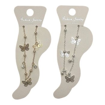 Diamante &amp; Butterfly Charm Anklet (£0.40p Each)