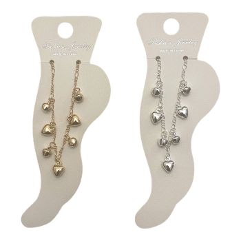 Hearts & Bell Charm Anklets (£0.40p Each)