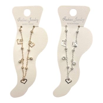 Hearts & Diamante Charm Anklet (£0.40p Each)