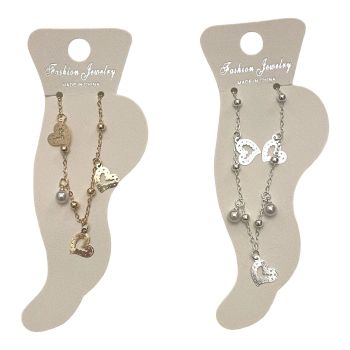 Heart & Pearl Charm Anklet (£0.40p Each)