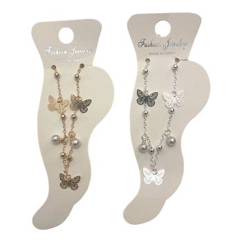 Butterfly & Pearl Charm Anklet (£0.40p Each)