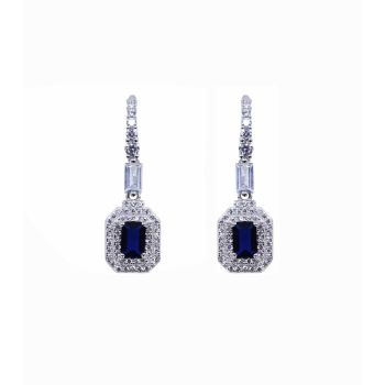 Silver Clear &amp; Sapphire CZ Drop Earrings (£7.95 per pair)