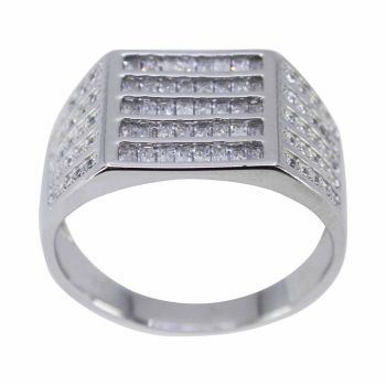 Silver Clear CZ Gents Ring  (£14.95 Each)