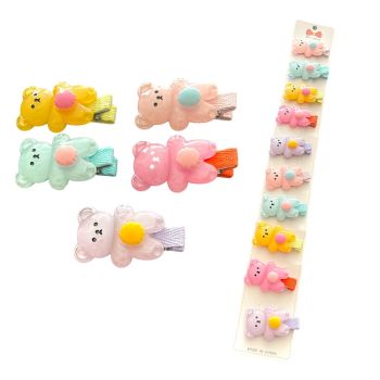 Girls Teddy Bear Concord Clip On fabric Covered Concord Clip - ( £0.30 each )