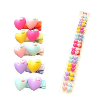 Girls Double Heart Concord Clip On Fabric covered Concord clip - (£0.30 Each )