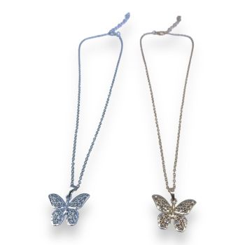 Ladies Butterfly Diamante Pendants -(£0.80 Each )