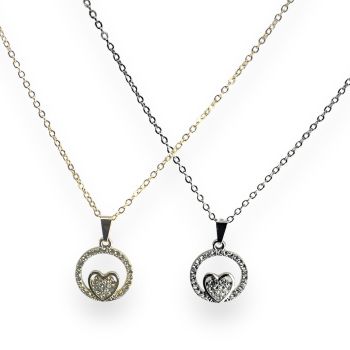 Ladies Eternity Heart Diamante Pendant (£0.75 Each )