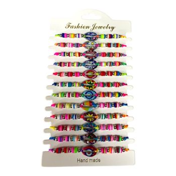 Assorted Girls Neon Beaded Hand painted shell Friendship Bracelets (£0.30 Each )