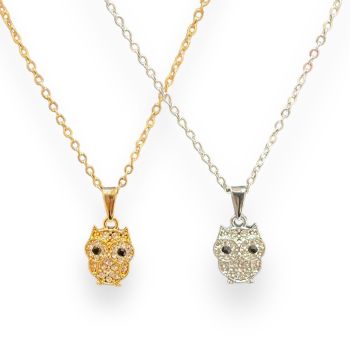 Ladies Diamante Owl Pendant - (£0.75 Each )