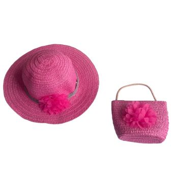 Assorted Girls Raffia Summer Hat & Bag Set (£2.25 per set)