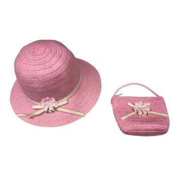 Assorted Girls Raffia Summer Hat & Bag Set (£2.45 per set)