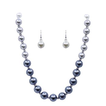 Glass pearl & Glass Bead Necklace & Pierced Drop Earring Set (£1.65 Each)