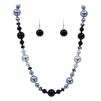 Glass pearl & Glass Bead Necklace & Pierced Drop Earring Set (£1.85 Each)