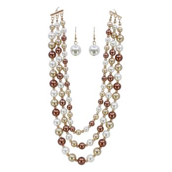 Glass pearl & Glass Bead Choker & Pierced Drop Earring Set (£3.30 Each)
