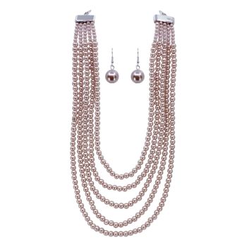 Glass pearl Choker & Pierced Drop Earring Set (£3.30 Each)